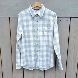 Travis Mathew Men's 100% Soft Cotton Flannel Shirt Sz. M Gray & White Check EUC